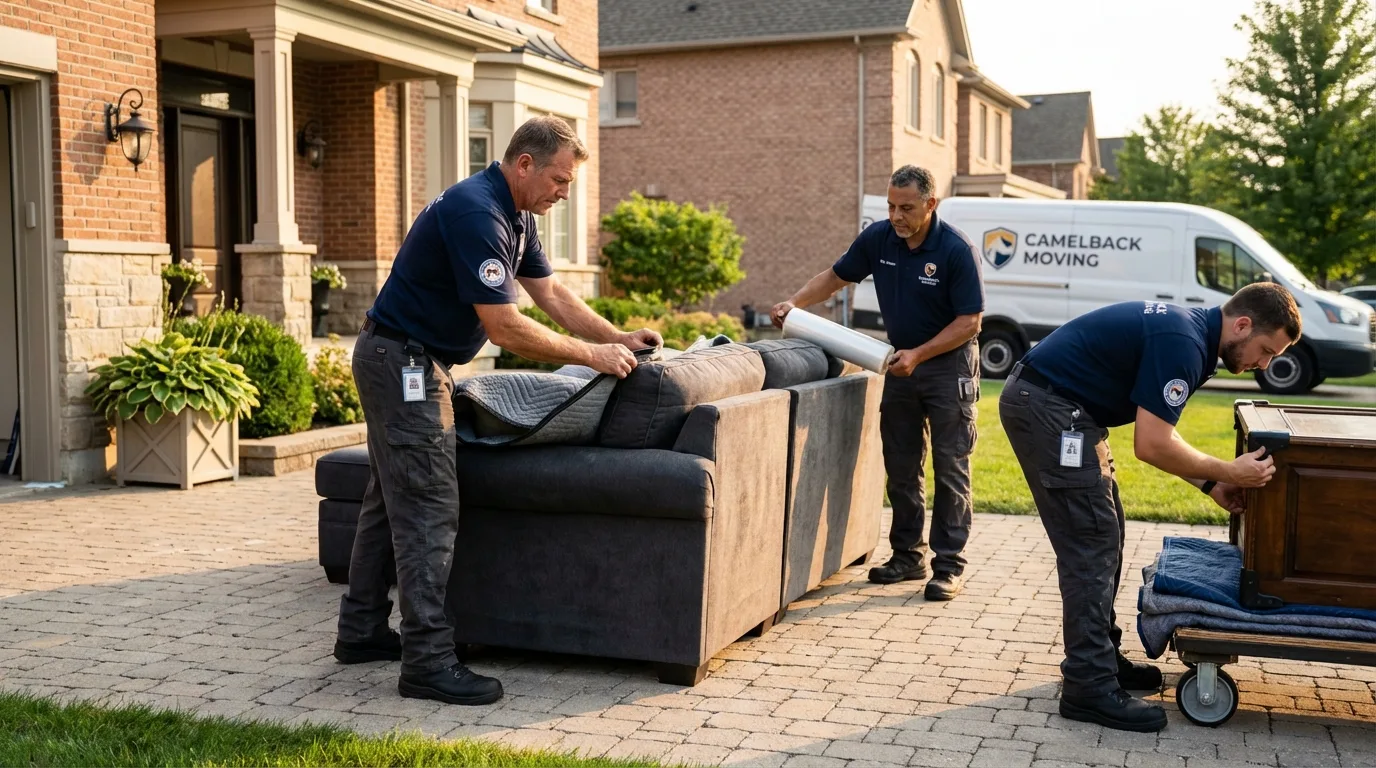 Large estate moving crew wrapping furniture in Crimora, VA